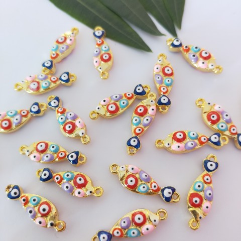 Altın Kaplama İki Yönü Mineli Nazar Boncuklu Aparat Altın Kaplama İki Yönü Mineli Nazar Boncuklu Aparat